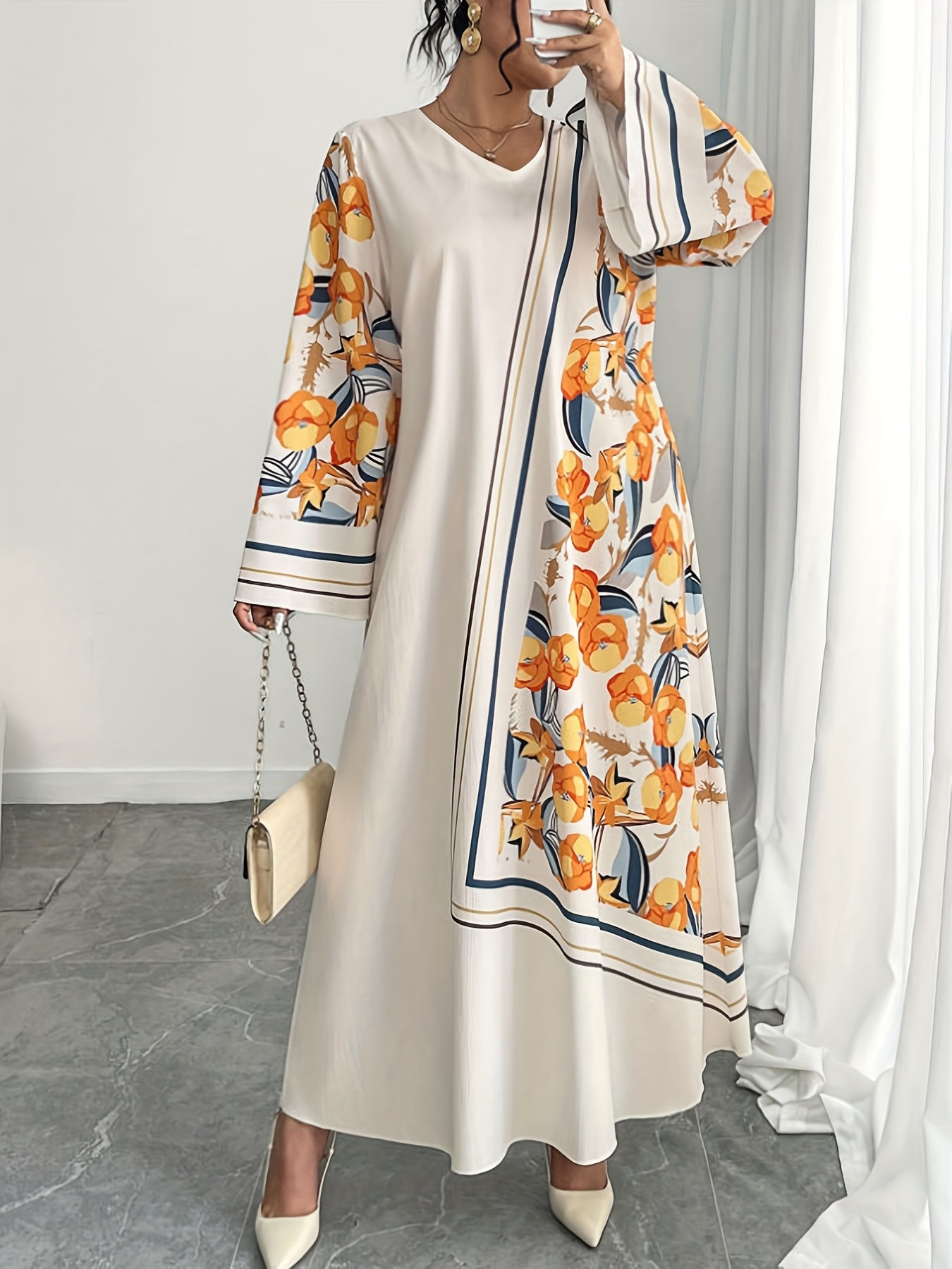 Ethnic Style Dresses - ชุดเดรสสไตล์ตะวันออกกลางสำหรับผู้หญิงไซส์ใหญ่ แฟชั่นทันสมัย พิมพ์ลายชาติพันธุ์ ทรงหลวม สวมใส่สบาย เหมาะสำหรับวันพักผ่อน