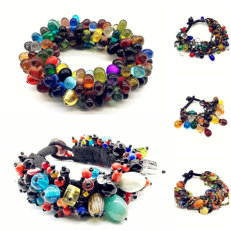 Ethnic Fashion Com - เนปาลที่มีสีสัน Antiqued Old Lampwork สร้อยข้อมือลูกปัดแก้วสําหรับสาว BB-251