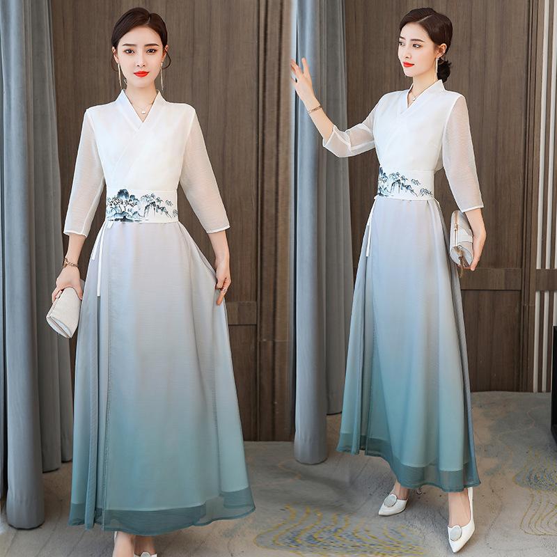 Ethnic Style Dresses - Hanfu สตรีทแวร์สไตล์วินเทจเสื้อผ้าแฟชั่นสวยงาม busana Casual ชุดโบราณจีน