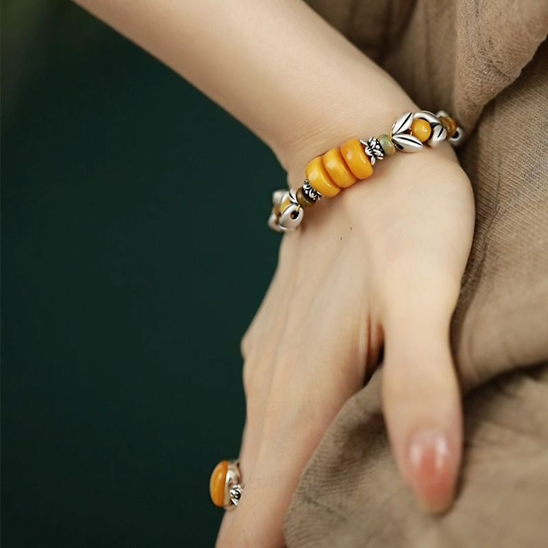 สร้อยข้อมือลูกปัดทรงกลมสีเหลือ - Ethnic Wear Fashion Designer บทวิจารณ์และราคา