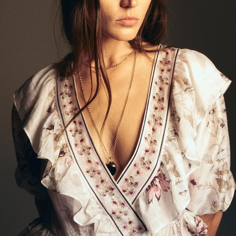 เสื้อทรงกระโปรงลายดอกคอวีสุดหร - Ethnic Wear Fashion Designer บทวิจารณ์และราคา