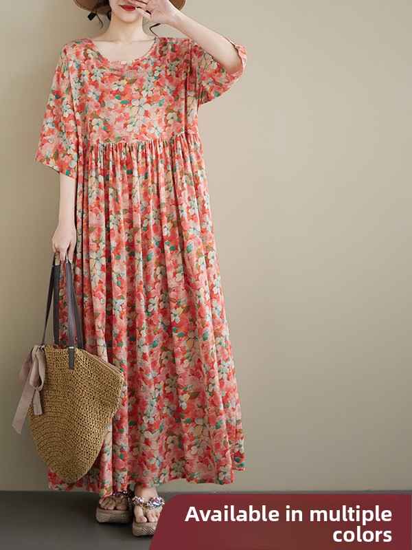 ชุดเดรสคลุมท้องผ้าฝ้ายลินินทรง - Ethnic Style Dresses บทวิจารณ์และราคา