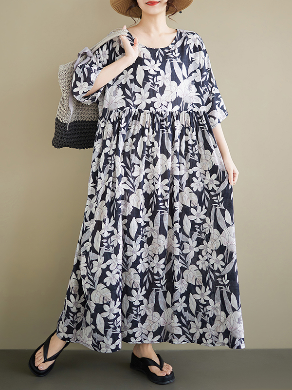 ชุดเดรสคลุมท้องผ้าฝ้ายลินินทรง - Ethnic Style Dresses บทวิจารณ์และราคา